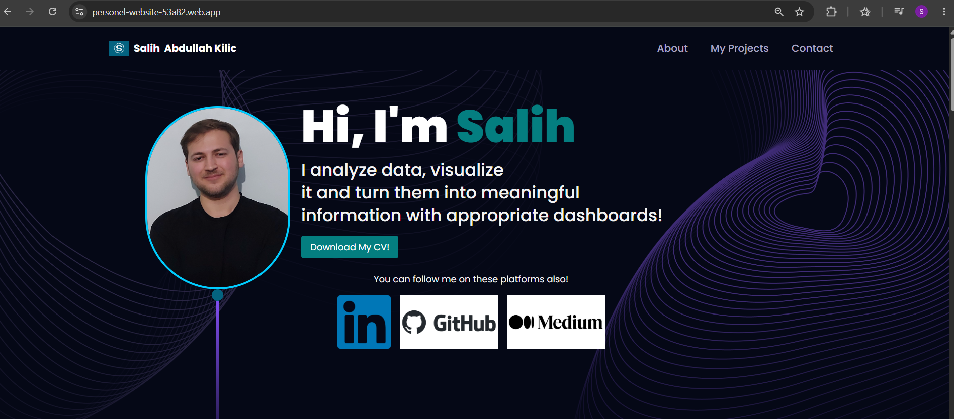 Screenshot of my old React.js/Three.js portfolio homepage